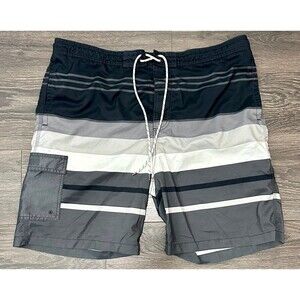 Men’s Goodfellow Swim Trunks Swimsuit Shorts Black White Gray (696)